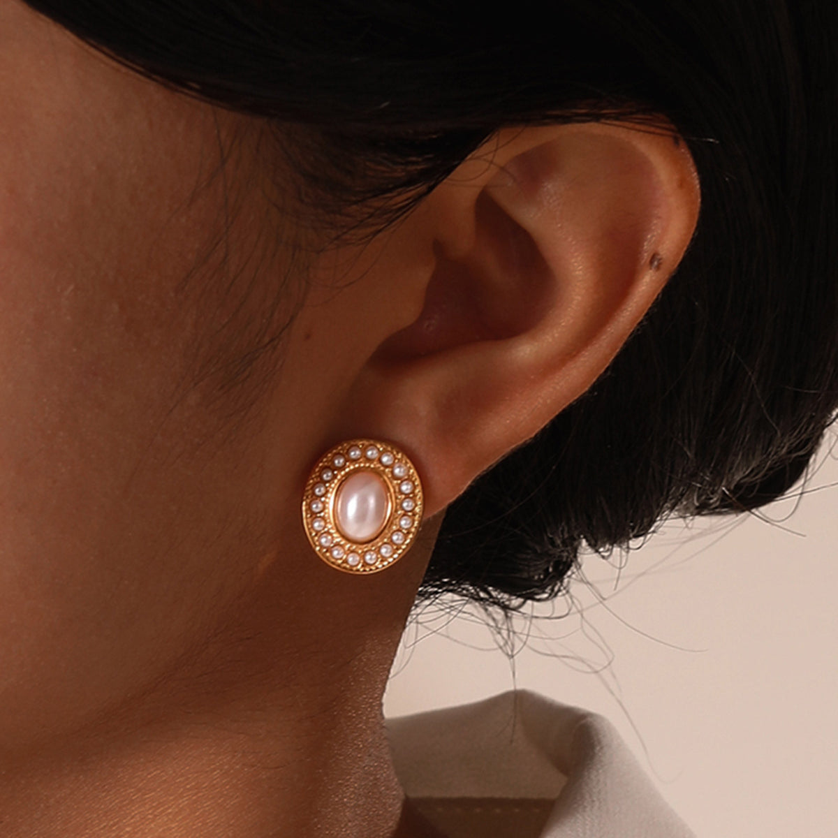 Stainless Steel Pearl Earrings