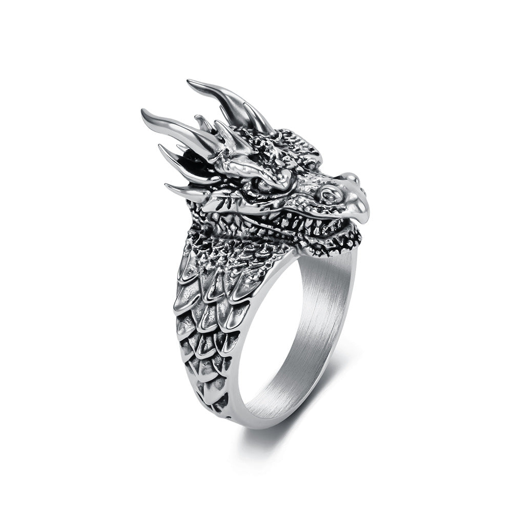 Stainless Steel Dragon Vintage Gold-Plated Punk Ring