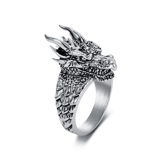 Stainless Steel Dragon Vintage Gold-Plated Punk Ring