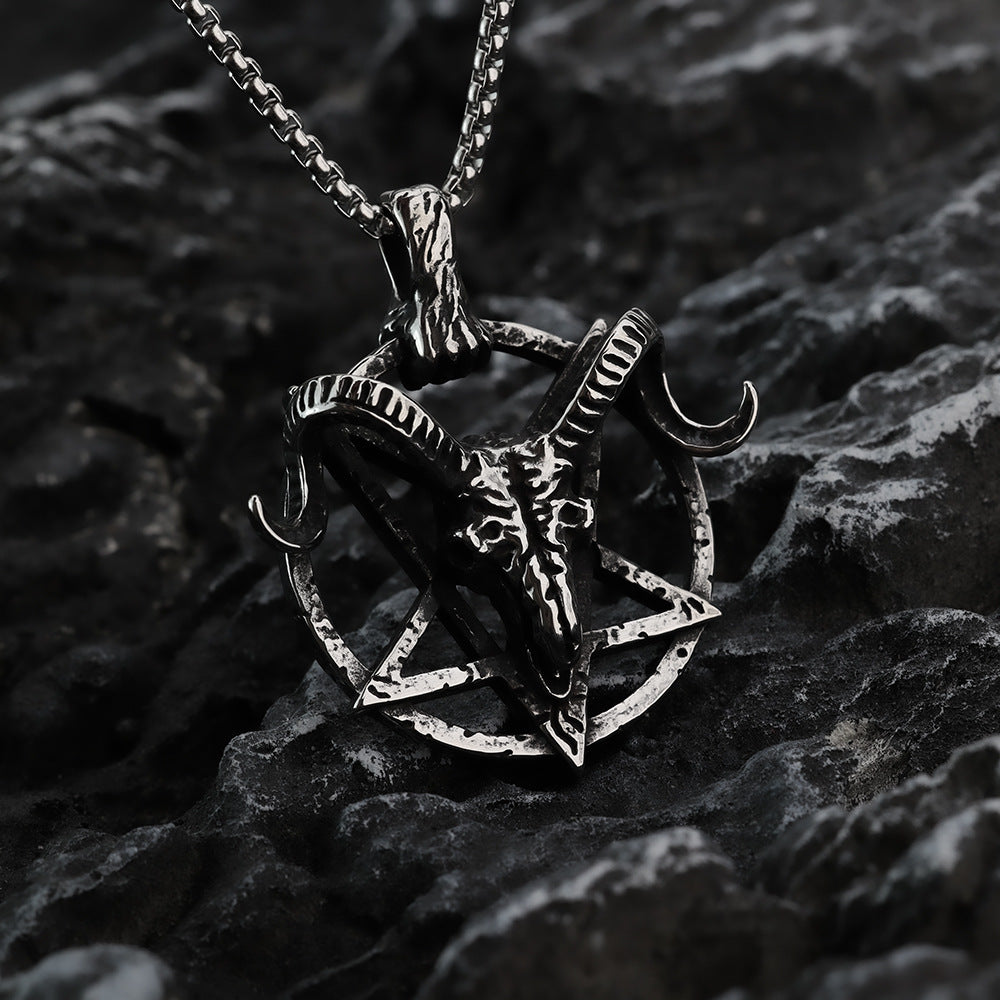 European And American Retro Men's Goat Head Necklace Pendant