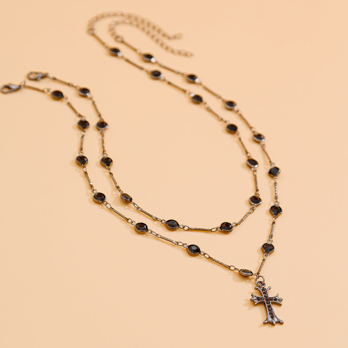 Gothic Cross & Star Rhinestone-Style Choker