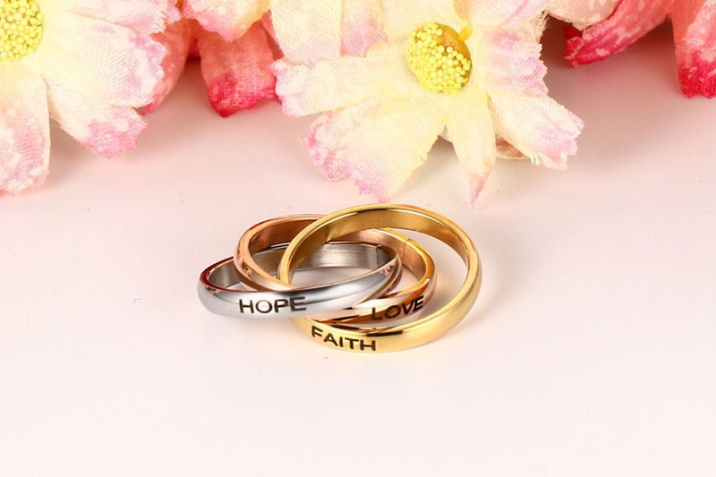 European And American Jewelry Three-In-One Plain Fashion Ring