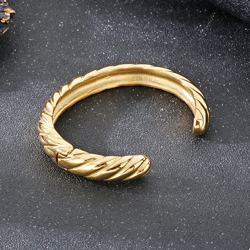 Planderful Men C Shaped Hipster Bracelet 18k Gold Plated