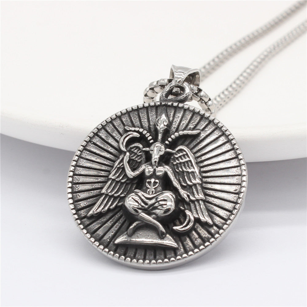 Planderful Titanium Steel Pendant With Thai Elephant God Wings For Men Unisex Protection Charm
