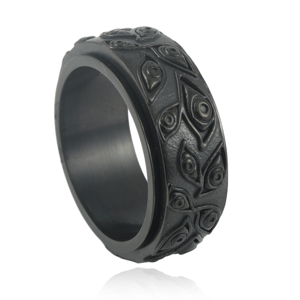 Men's Personality Retro Multi-Color Rotating Titanium Steel Ring - European and American Style
