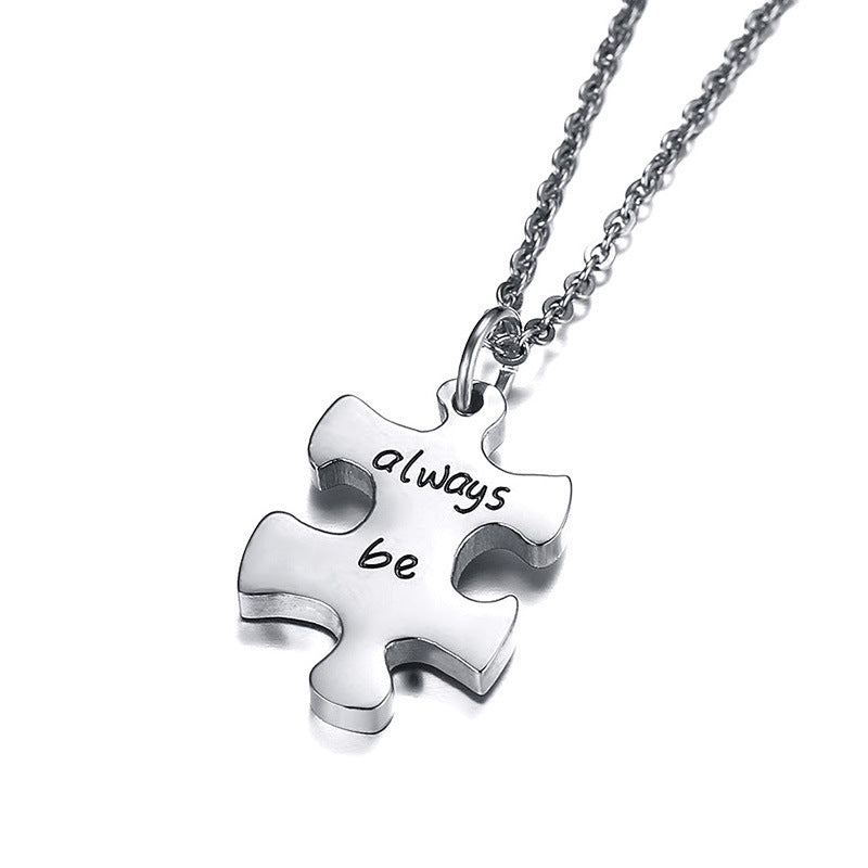 Stainless Steel Friendship Puzzle Necklace Gold Rose Gold Accessories