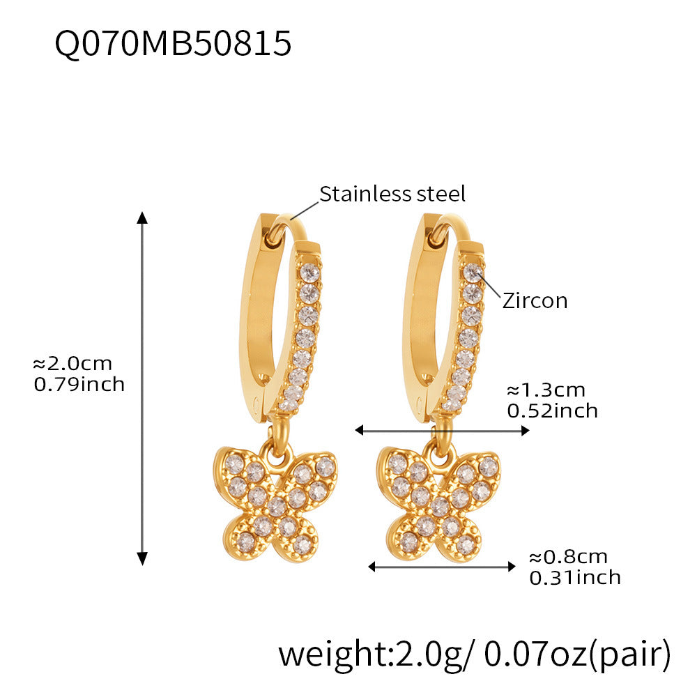 Planderful Zircon Earrings Butterfly Pendant For Fairy Fans