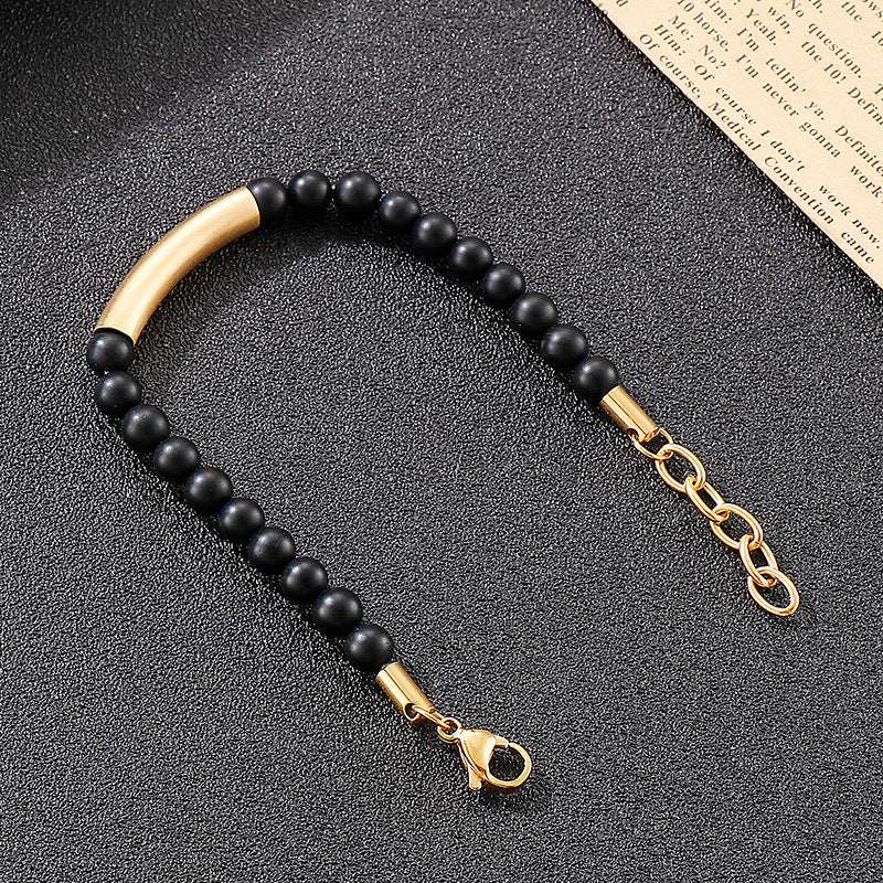 Planderful Everyday Genie Mens Bracelet Black Agate Zircon