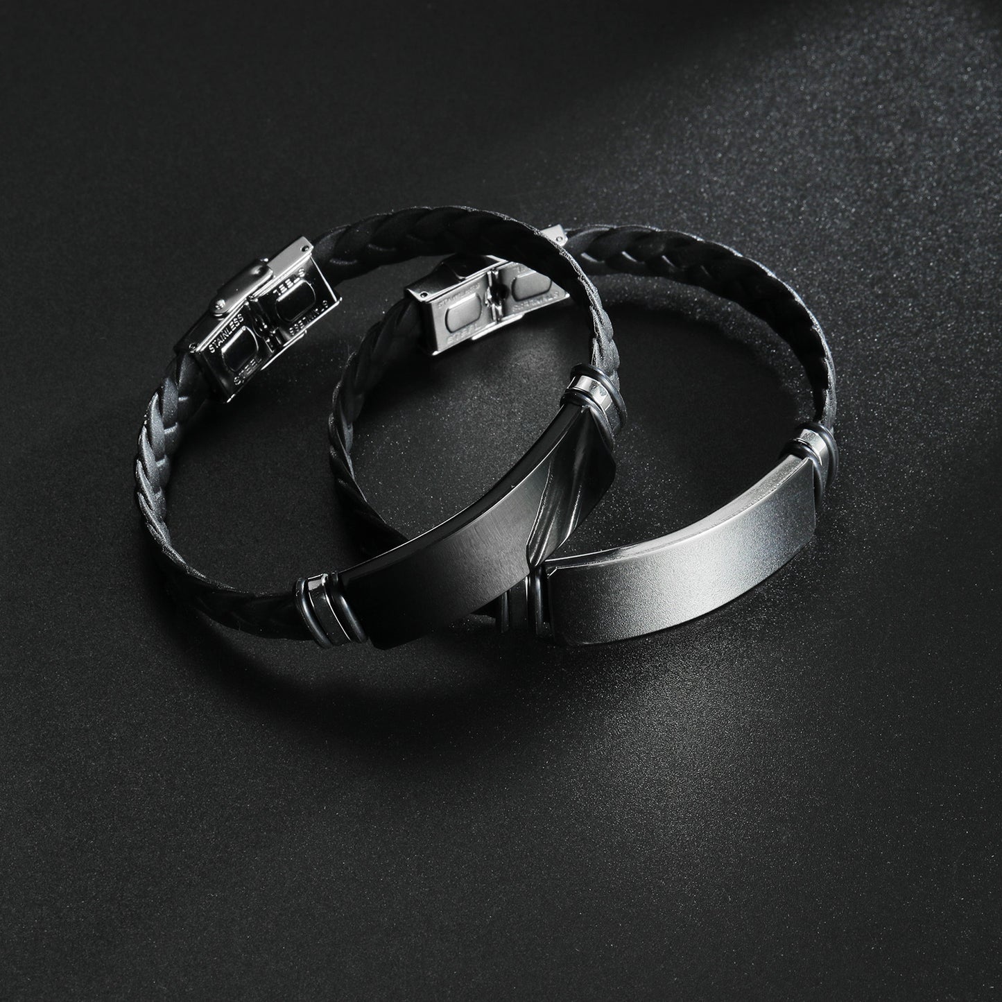 Planderful Everyday Genie Twist Woven Silicone Bracelet Stainless Steel Unisex Couple Protection Statement