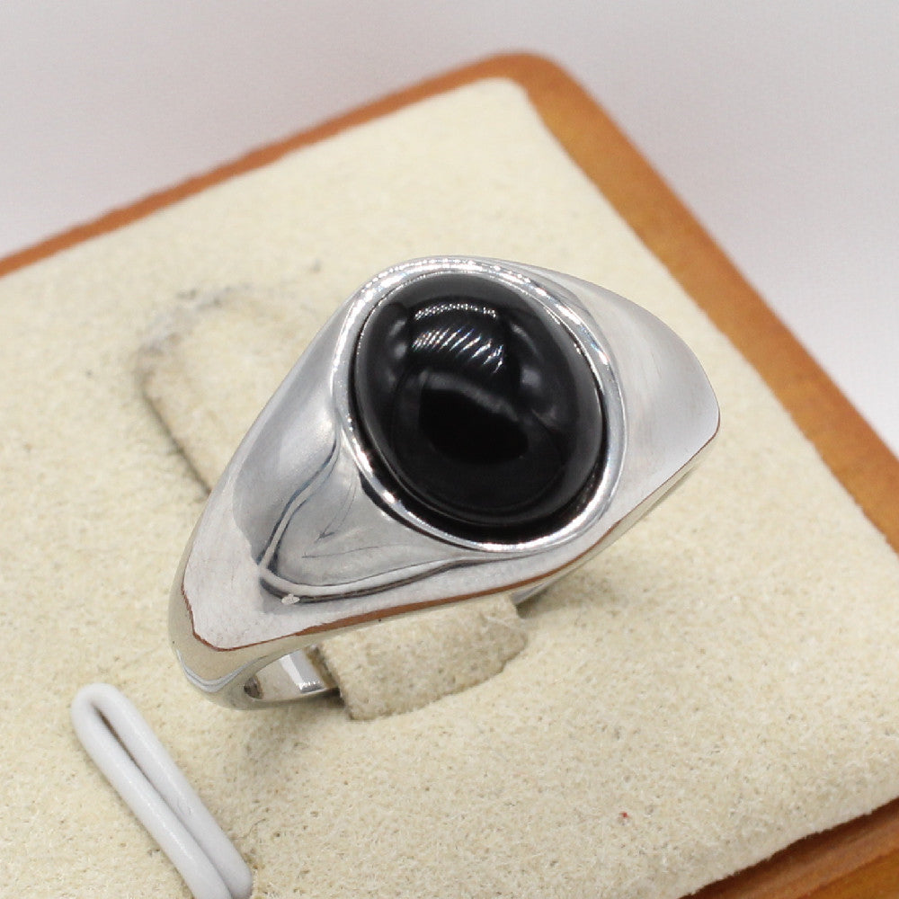 Planderful Everyday Genie Oval Stone Stainless Steel Ring For Men And Women Unisex Protection