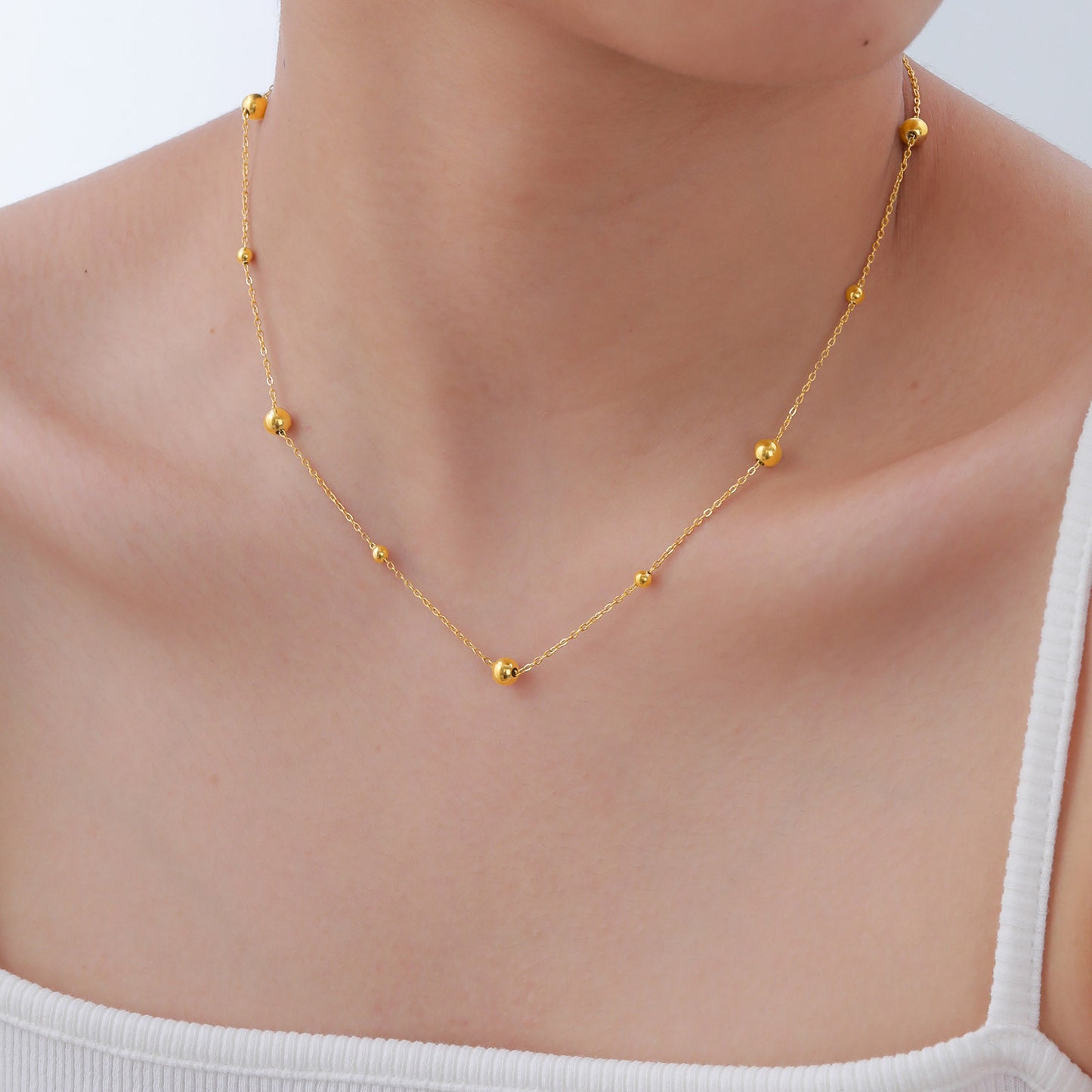 Stainless Steel Flat Cross Chain – Steel Ball Gold Necklace Women