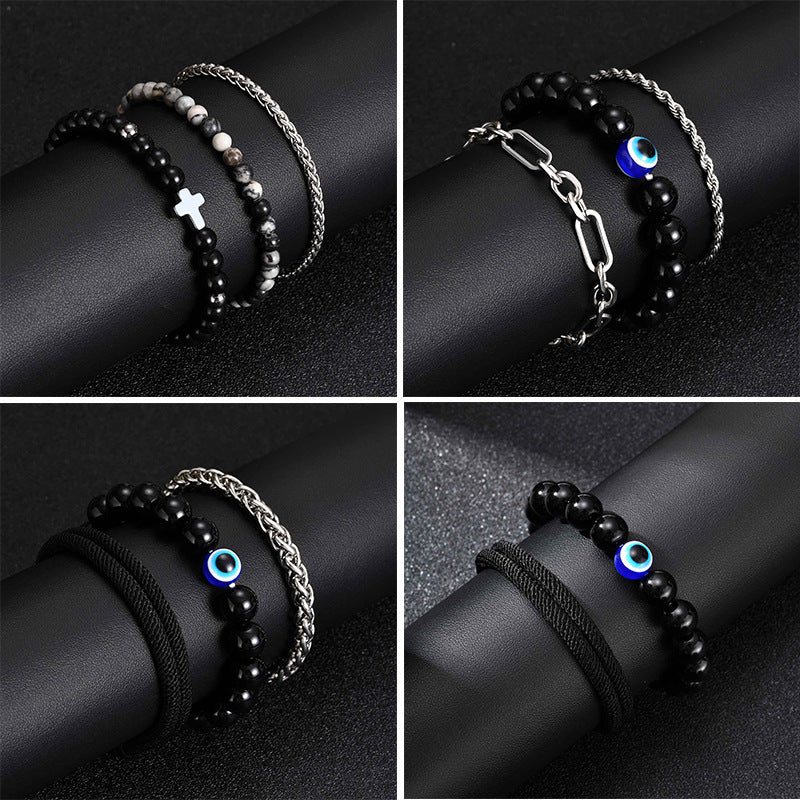 Braided Black Stainless Steel Bracelet for Men