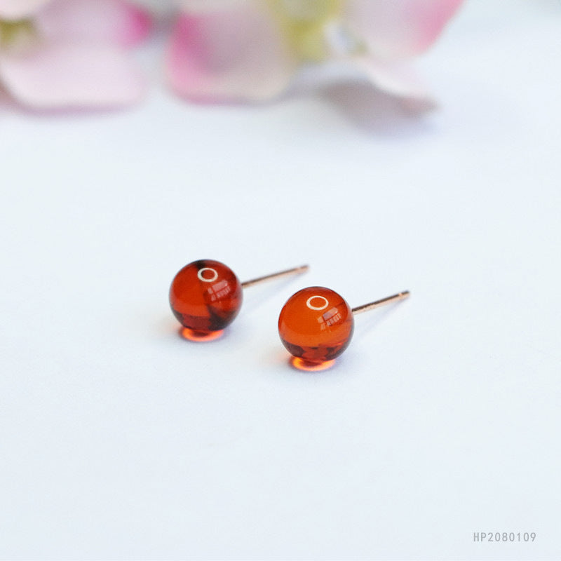 Blood Amber 925 Silver Stud Earrings