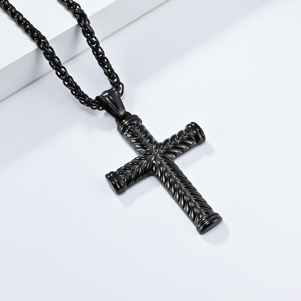 Cross-Border European and American Titanium Steel Cross Necklace