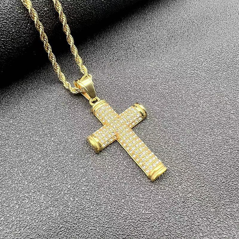 Planderful Everyday Genie Gold Plated Rhinestone Cross Necklace For Hip Hop Jewelry Fans Urban Style