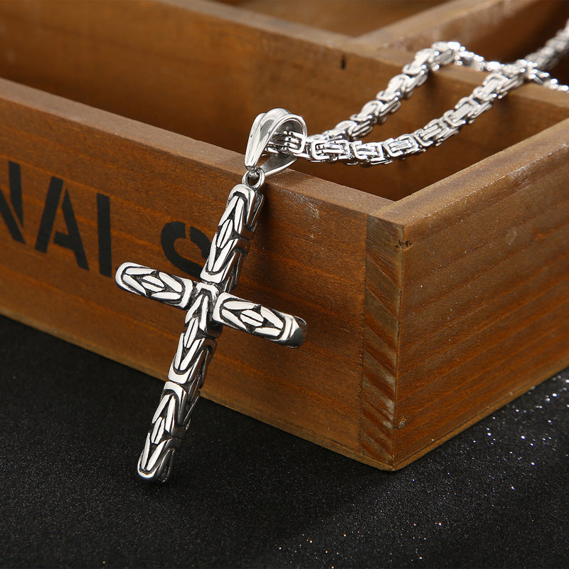 Cross, Titanium Steel Men's Imperial Chain Necklace In Dongdaemun, South Korea