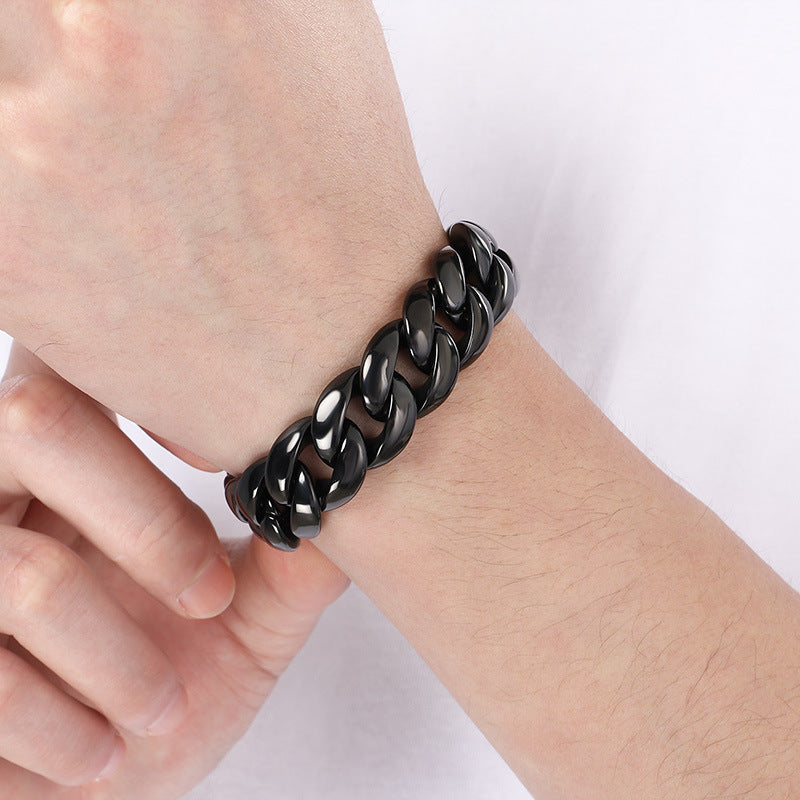 Planderful 18mm Cuban Chain Stainless Steel Mens Bracelet
