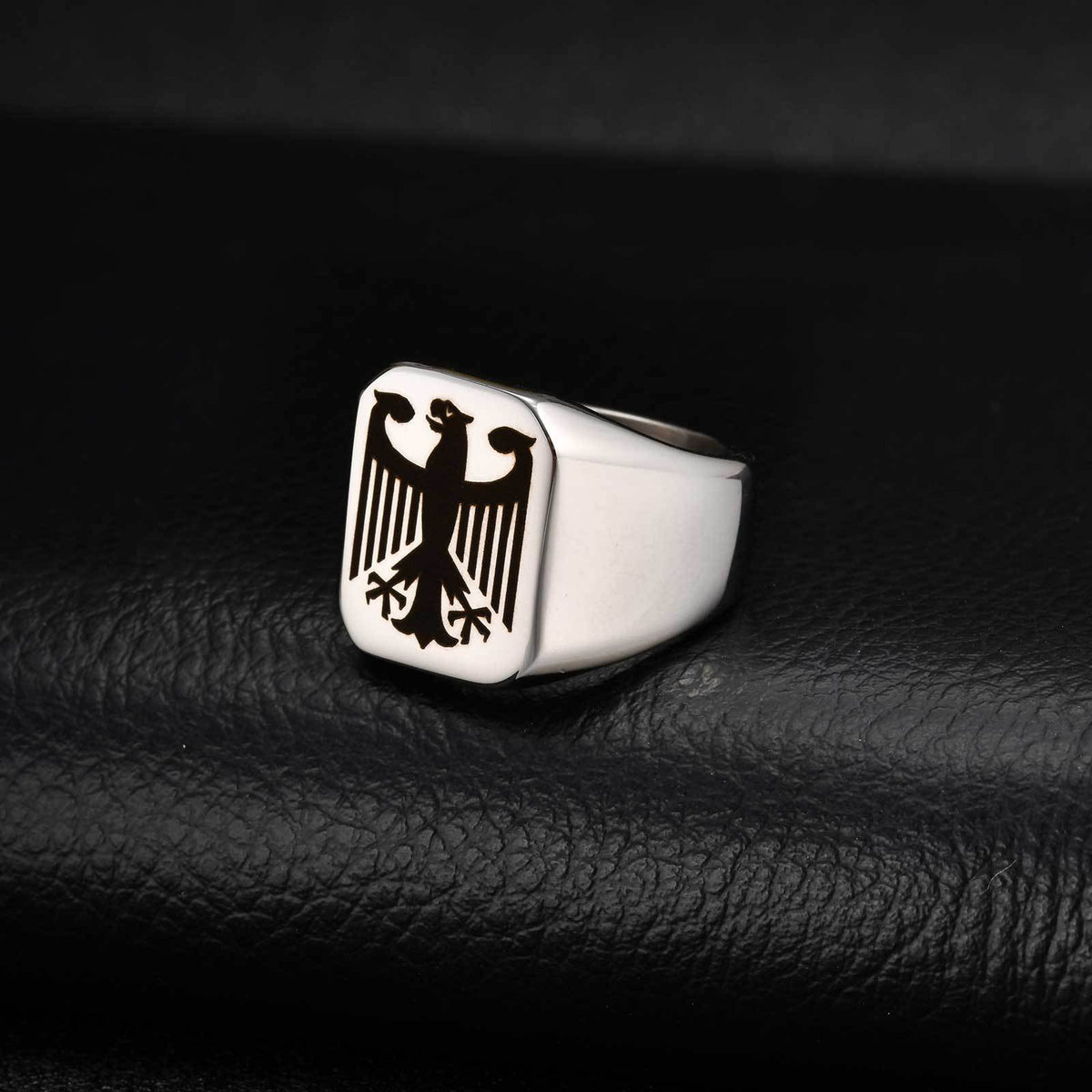 Stainless Steel Laser Eagle Label Men's Rune Ring