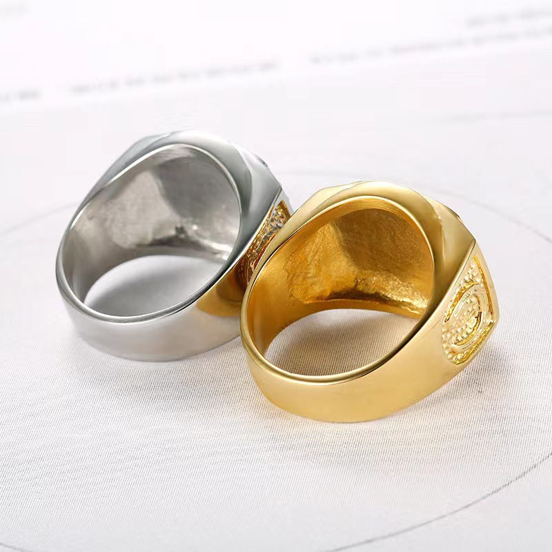 Planderful Gold Plated Zircon Horse Head Hip Hop Ring For Men Unisex Statement Jewelry