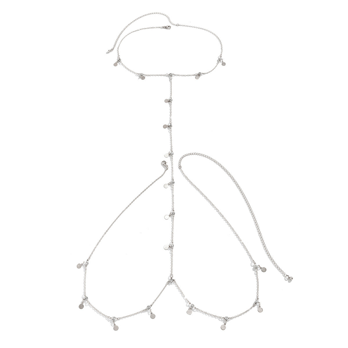 Elegant Hollow Body Chain Necklace and Waist Chain Set with Round Beads for Women