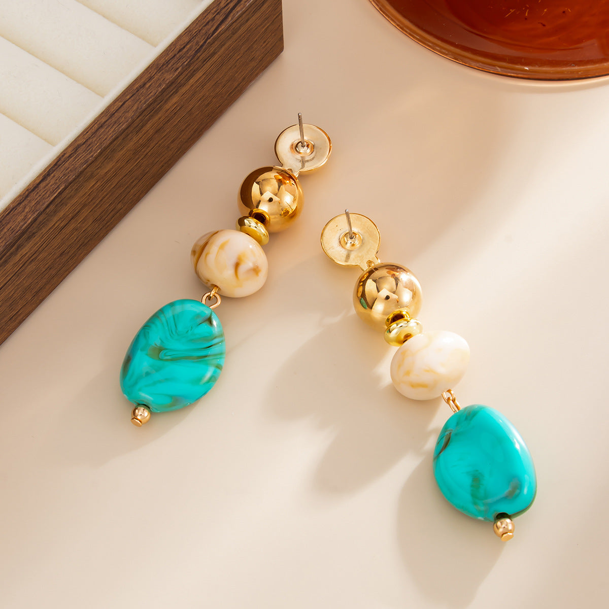 Planderful Vienna Verve Turquoise Fringe Stud Earrings For Women Ethnic Boho Statement Jewelry