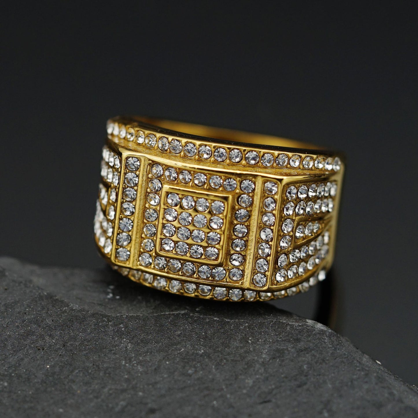 Planderful Everyday Genie Stainless Steel Zircon Ring For Men Unisex Hip Hop Style Statement