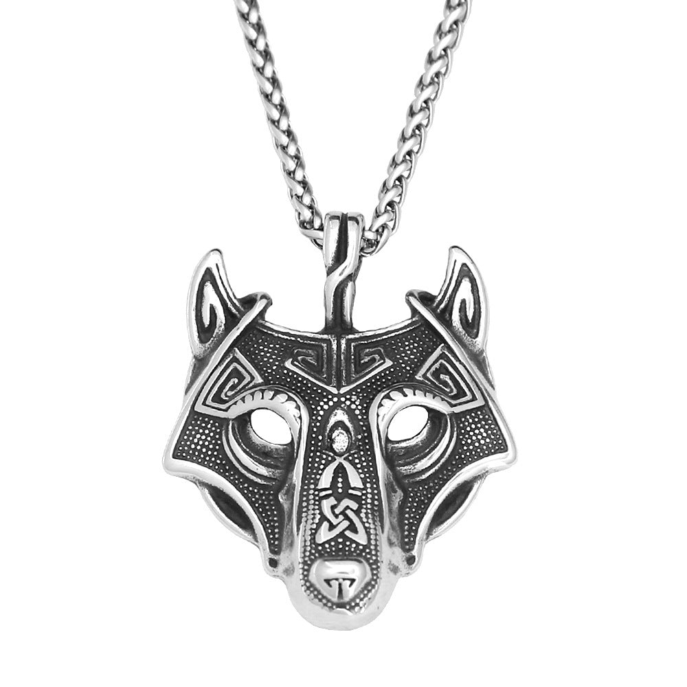 Men's Retro Titanium Steel Fox Pendant Necklace for Style