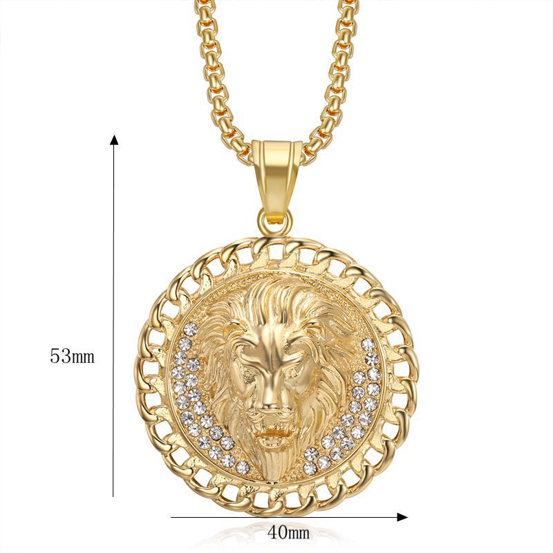 Planderful Everyday Genie Lion Head Cuban Chain Necklace Stainless Steel For Hip Hop Fans