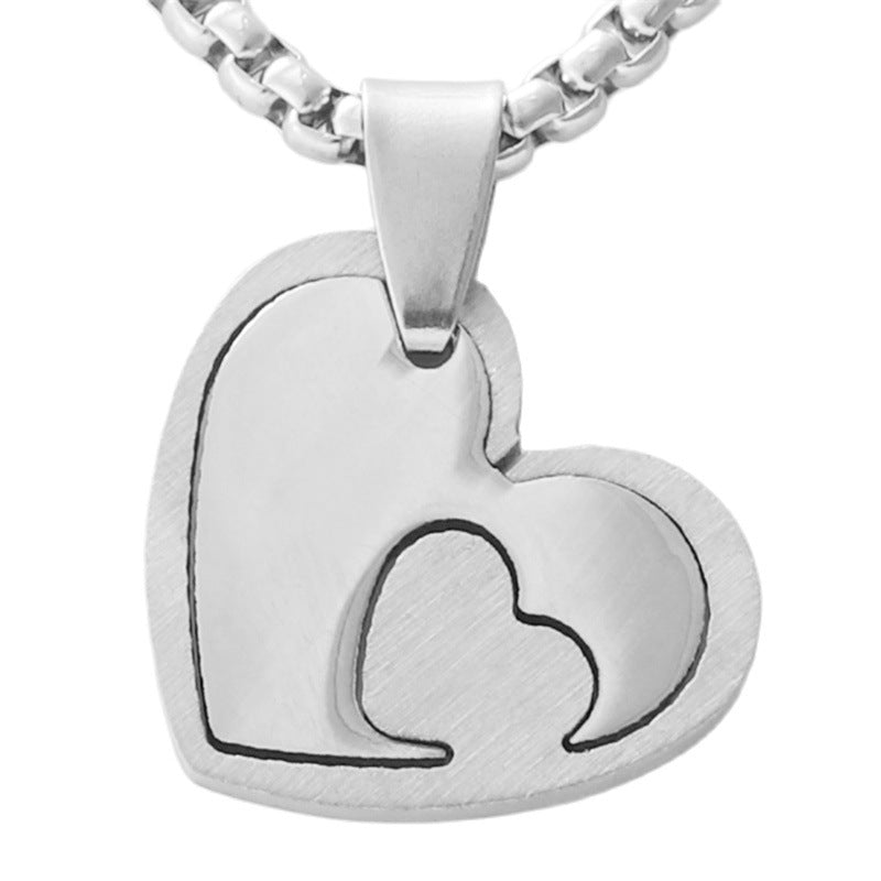Personalized Retro Titanium Steel Heart Pendant Necklace for Trendy Men and Women