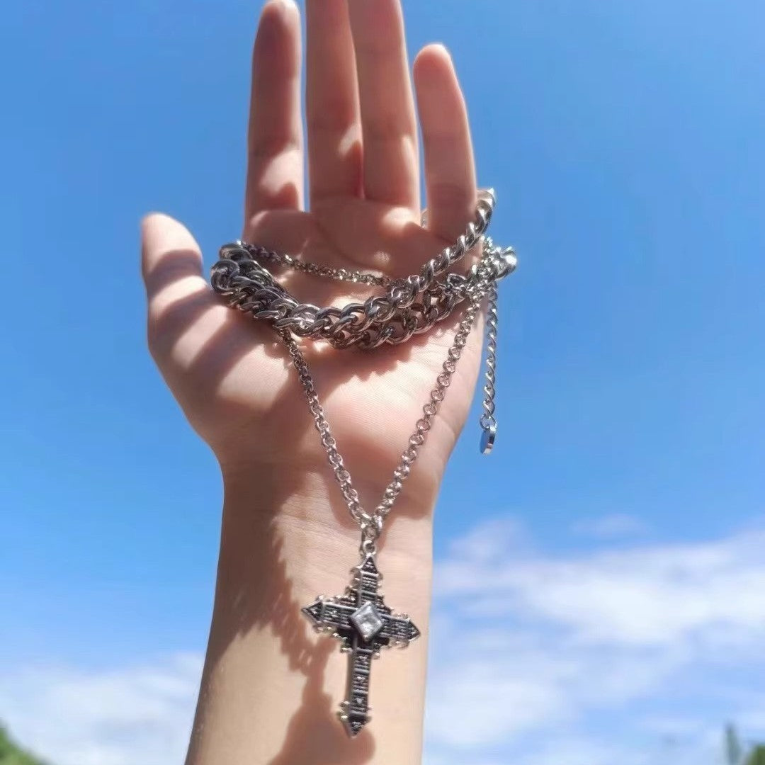 Planderful Jewelry Cross Necklace Titanium Steel