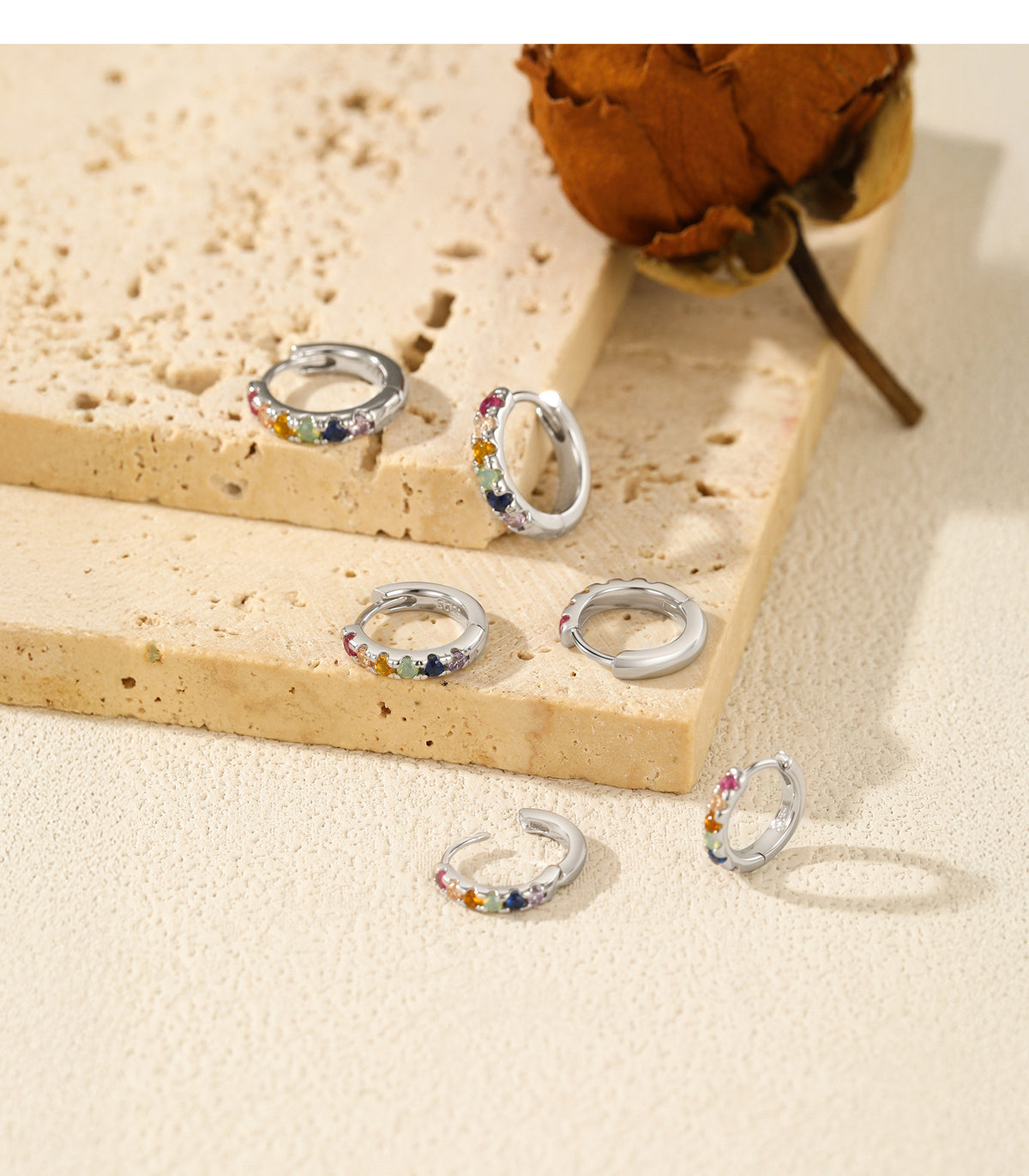 925 Sterling Silver Multicolor Zircon Earrings