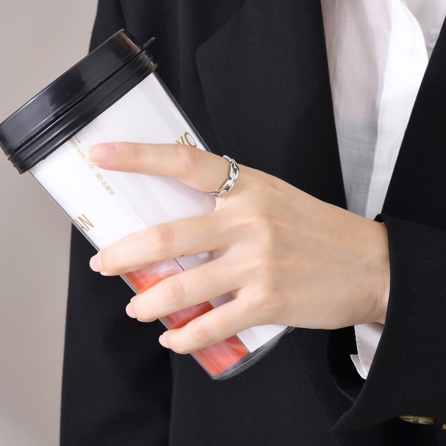 Stainless Steel Blade Personalized Chain Ring Female Jewelry