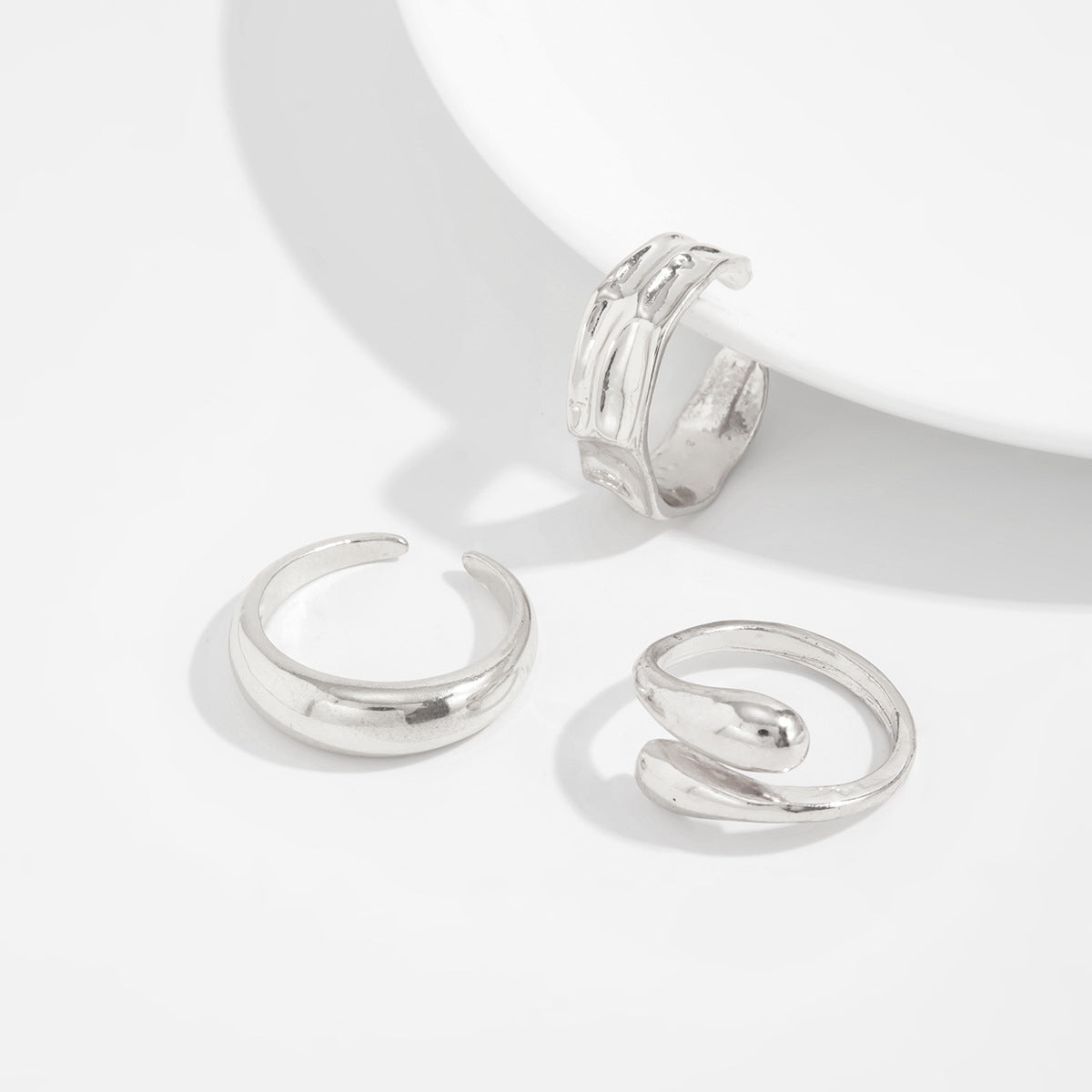 Planderful Collection Vienna Verve Irregular Liquid Fold Open Ring For Women Modern Statement Jewelry