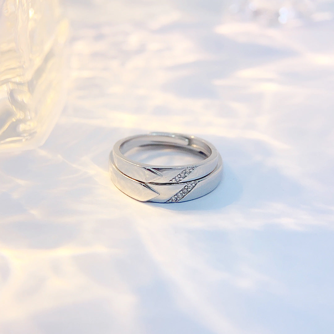 S925 Sterling Silver Heart Couple Ring — Adjustable