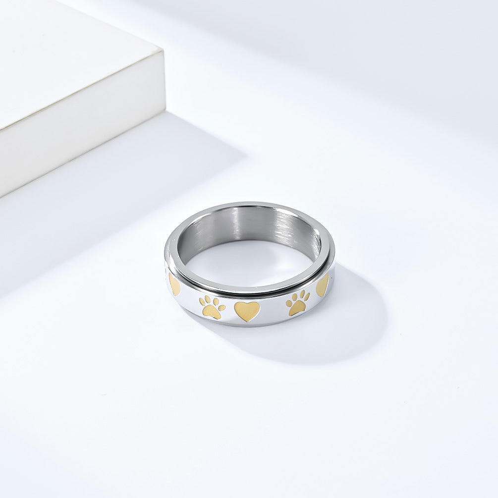 INS Neutral Style Cute Puppy Palm Print Love Ring Accessories