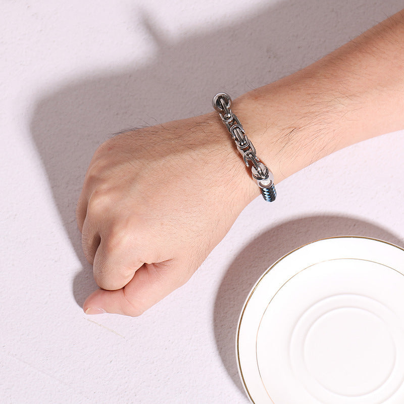 Stainless Steel Jewelry Wholesale Men's Leather Woven Bracelet