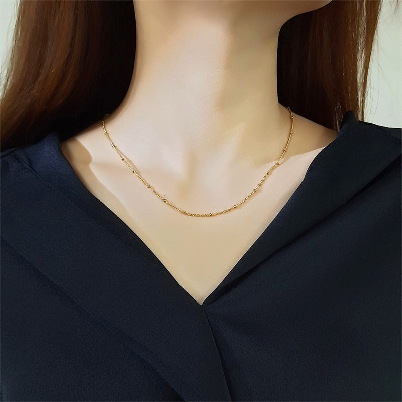 Stainless Steel Bead Chain Necklace Gold Women's 2MM Chain
