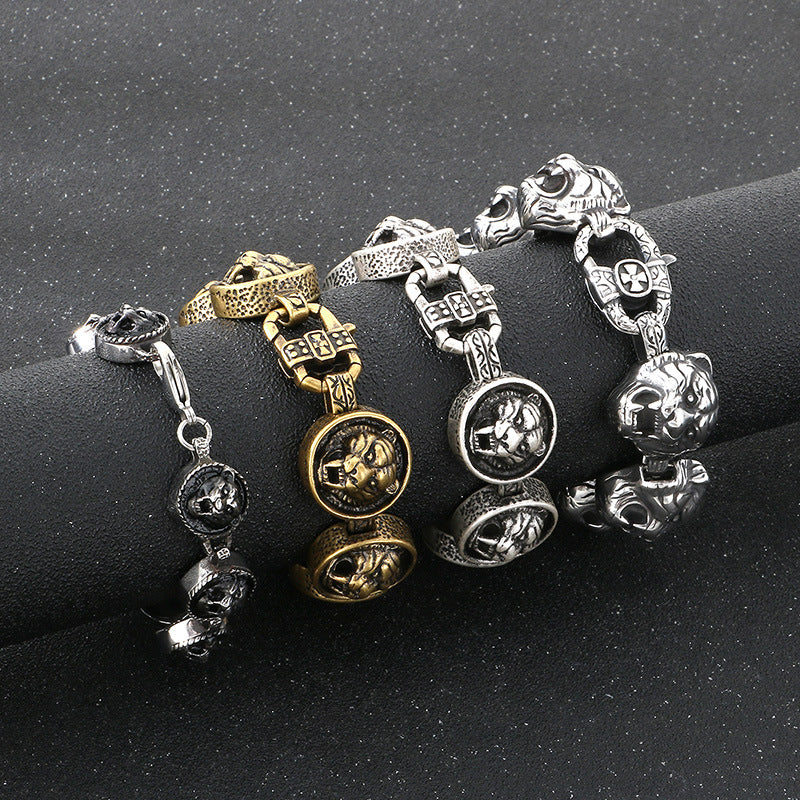 Planderful Zodiac Tiger Head Retro Titanium Bracelet Men