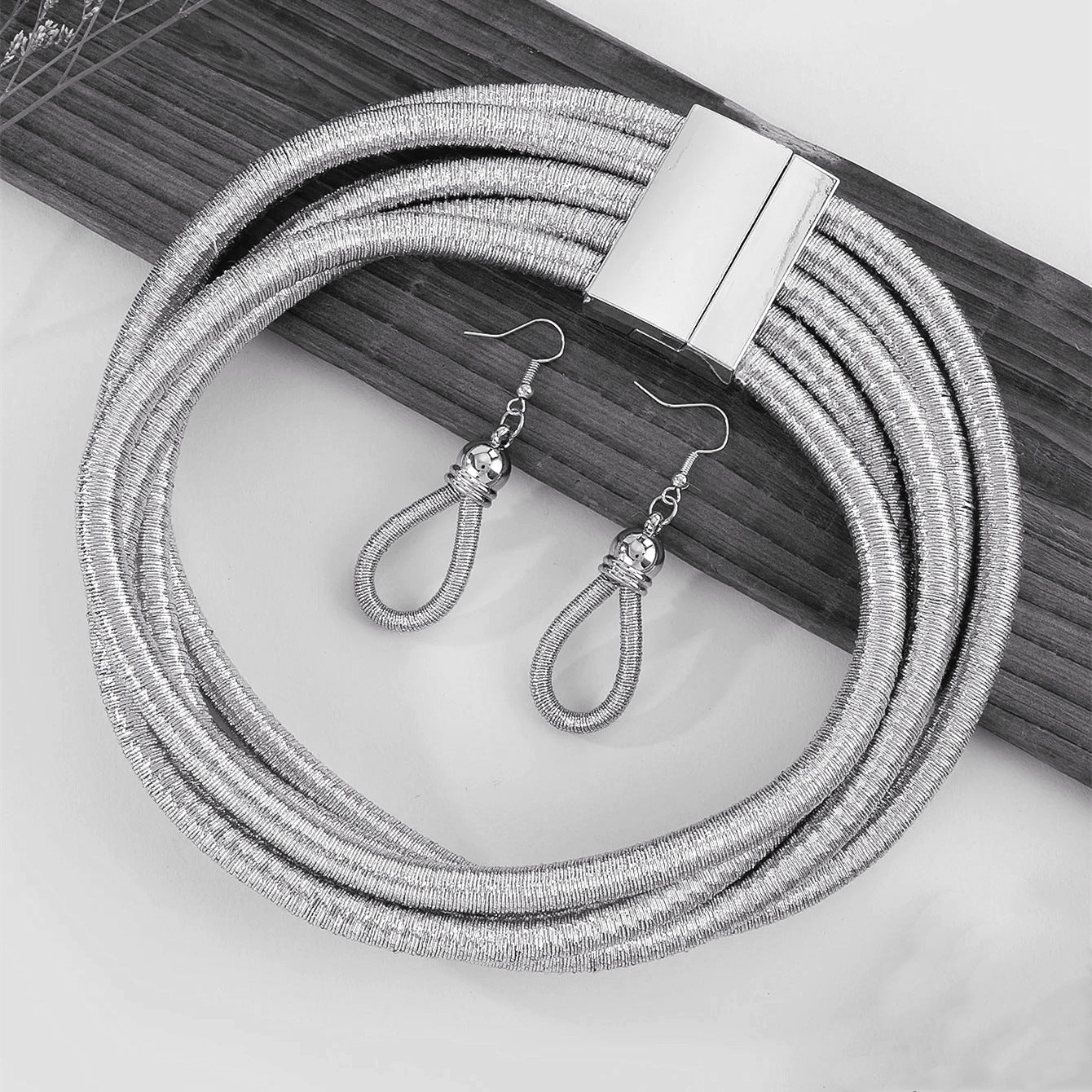 Planderful Savanna Rhythms Necklace and Earrings Set – Elegant Multi-Layer Design