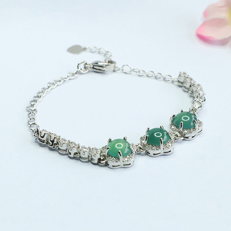 Blue Water Jadeite Summer Blossom Bracelet