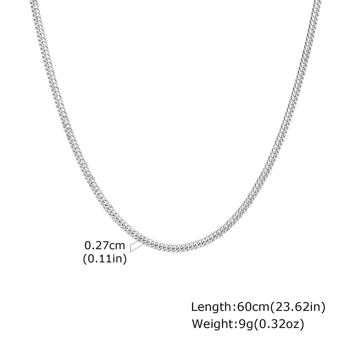 Stylish Men's Collarbone Chain Sweater Chain Stainless Steel Encrypted Four-Sided Necklace