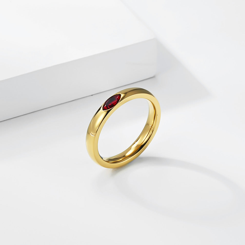 Zircon Ring – Elegant Gold Plated Steel Ring