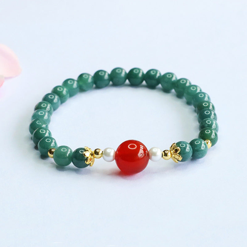 Blue Water Jadeite Agate 6 mm Beaded Bracelet