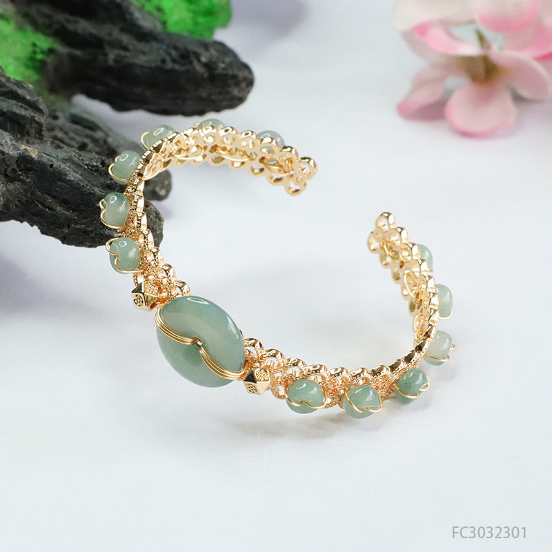 Blue Water Jadeite Peace Buckle Cuff
