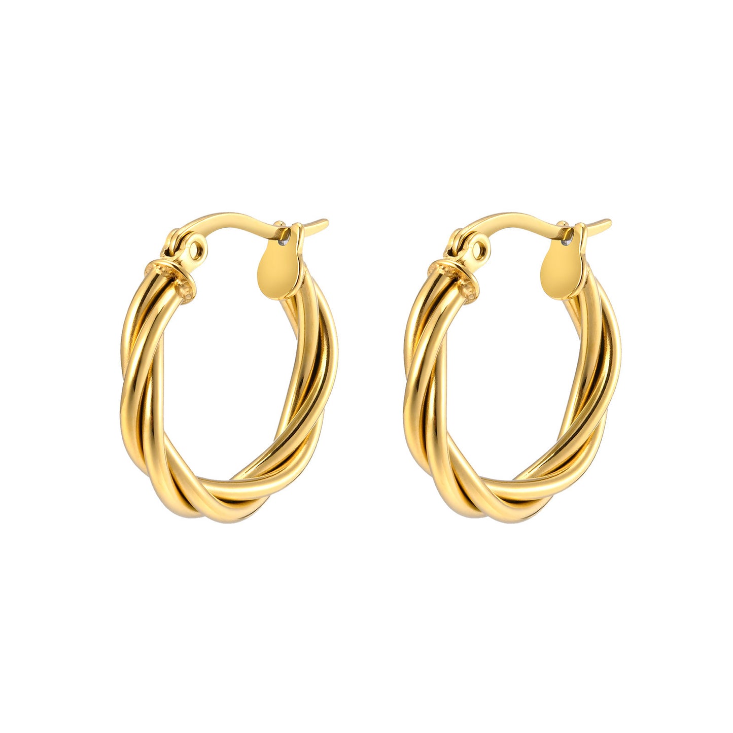 Stainless Steel Twist Earrings Gold Women's Fashion Accessories