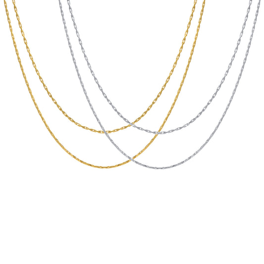 Stainless Steel Double-Layer Hammer Round Chain Necklace Gold