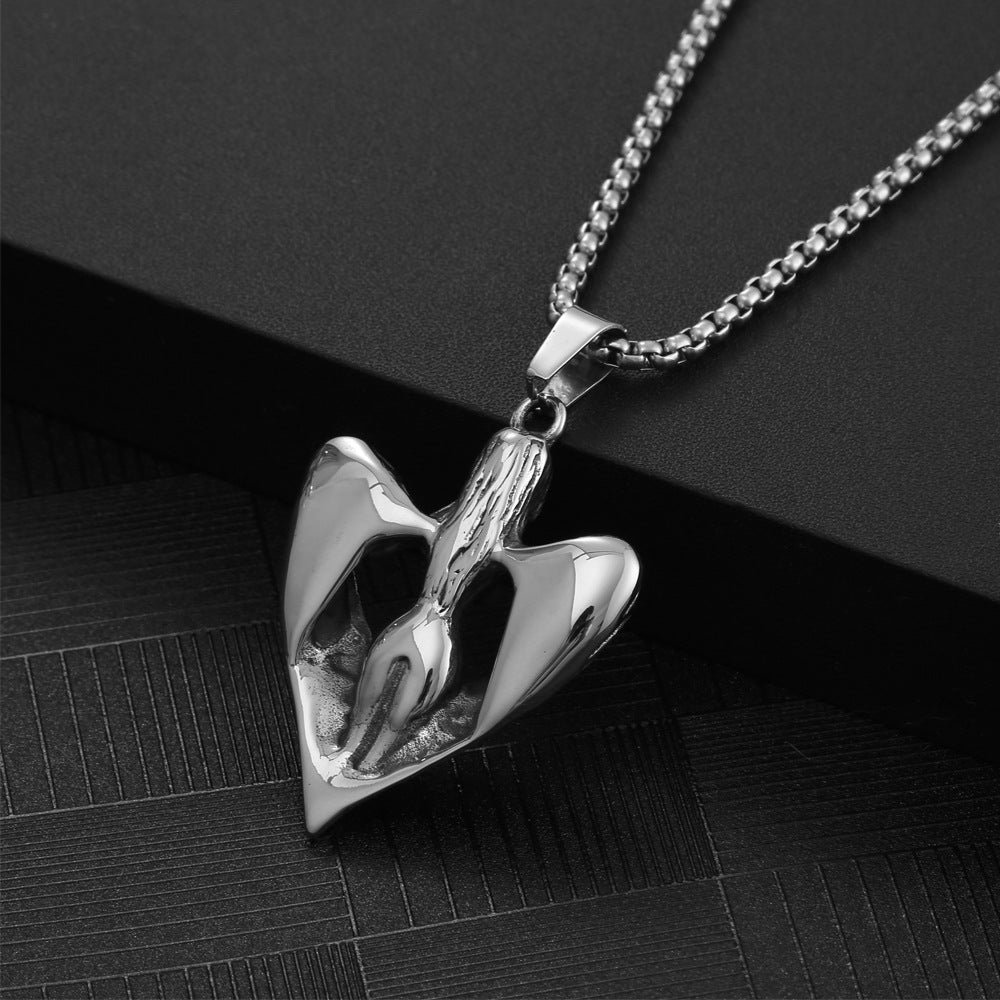 Titanium Steel Angel and Devil Men's Pendant Necklace with Retro Wings - Hip-Hop Style