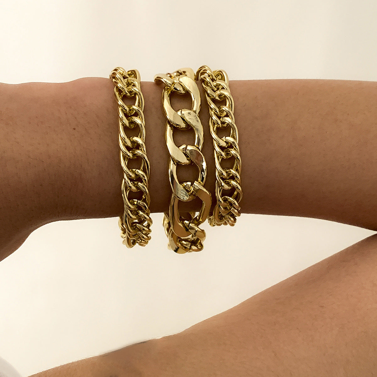 Planderful Vienna Verve Double Woven Punk Chain Bracelet For Women Statement Metal Jewelry