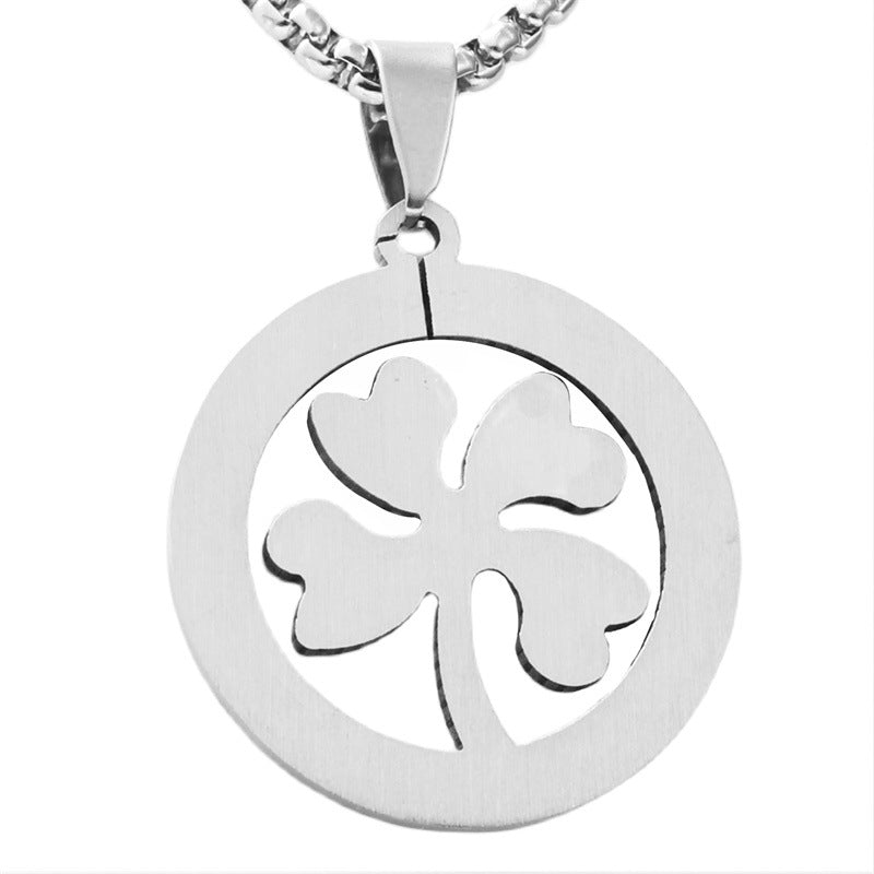 New Jewelry Titanium Steel Four-Leaf Clover Pendant Necklace