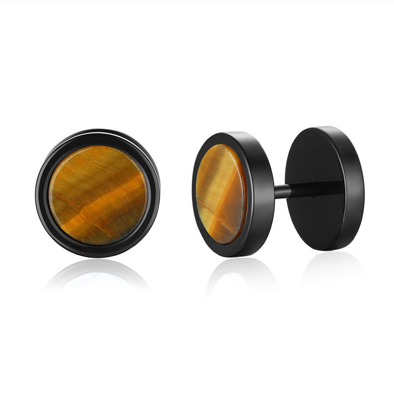 Stainless Steel Tiger's Eye Earrings